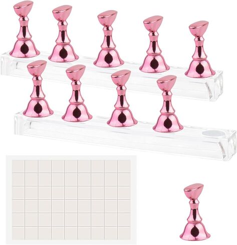 Nail Stand Acrylic Nail Art Display Stand Magnetic Nail Tips Practice Holder 54 Pcs Reusable Adhesive Putty for DIY Painting Nails Stand kit (Black) in Kuwait