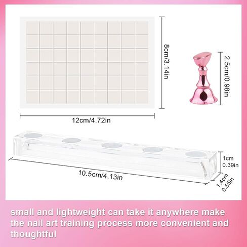 Nail Stand Acrylic Nail Art Display Stand Magnetic Nail Tips Practice Holder 54 Pcs Reusable Adhesive Putty for DIY Painting Nails Stand kit (Black) in Kuwait