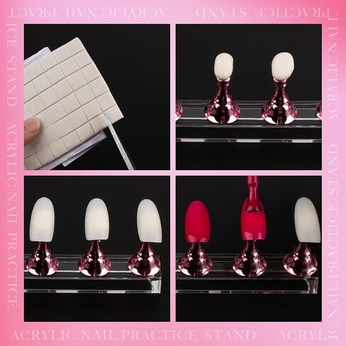 Nail Stand Acrylic Nail Art Display Stand Magnetic Nail Tips Practice Holder 54 Pcs Reusable Adhesive Putty for DIY Painting Nails Stand kit (Black) in Kuwait