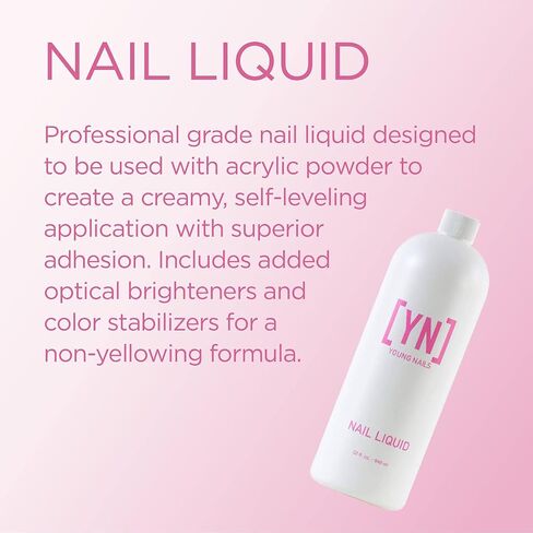 Young Nails Nail Liquid. Professional Grade High Quality Monomer. Use with Nail Powder for Acrylic Nails At Home. Low Odor, Mess + MMA Free, Non-Yellowing Nail Liquid in Saudi Arabia