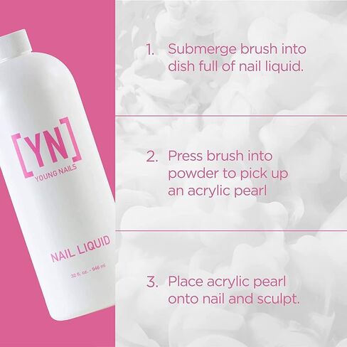 Young Nails Nail Liquid. Professional Grade High Quality Monomer. Use with Nail Powder for Acrylic Nails At Home. Low Odor, Mess + MMA Free, Non-Yellowing Nail Liquid in Saudi Arabia