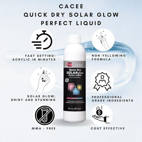 Fast Setting Acrylic Nail Liquid Monomer, Quick Dry Solar Glow by Ca...Environment, Professional and Flexible Non-Yellowing Formula (4 oz) in Kuwait