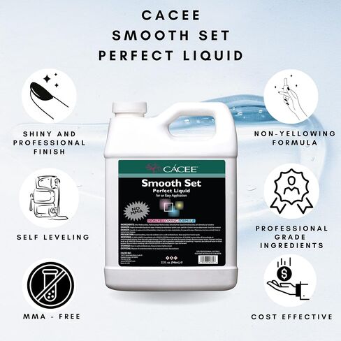 Smooth Set Perfect Acrylic Nail Liquid by Cacee, Acrylic Monomer That Protects and Enhances Nails, Professional and Flexible Non-Yellowing Formula, Does Not Contain MMA, Self-Leveling (4 oz) in Kuwait