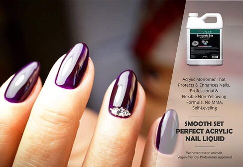 Smooth Set Perfect Acrylic Nail Liquid by Cacee, Acrylic Monomer That Protects and Enhances Nails, Professional and Flexible Non-Yellowing Formula, Does Not Contain MMA, Self-Leveling (4 oz) in Kuwait