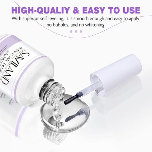 غراء أظافر جل من سافيلاند مع مجموعة مصابيح أظافر صغيرة، جل غراء أظافر 4 في 1 على شكل حرف U 15 مل لأطراف الأظافر وضوء U V محمول بقدرة 16 وات من أجل وصلات أظافر هلامية سهلة وسريعة المعالجة in Kuwait