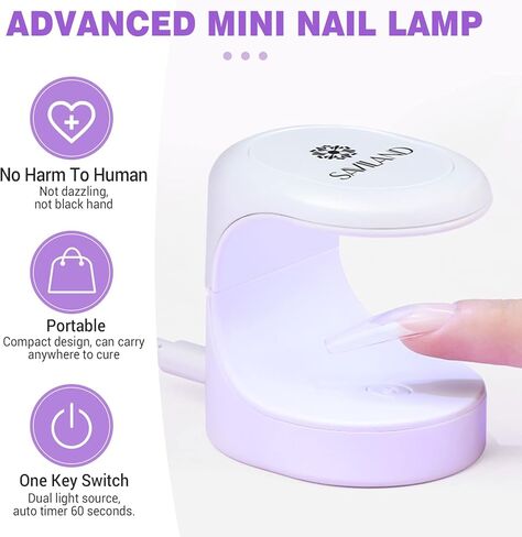 غراء أظافر جل من سافيلاند مع مجموعة مصابيح أظافر صغيرة، جل غراء أظافر 4 في 1 على شكل حرف U 15 مل لأطراف الأظافر وضوء U V محمول بقدرة 16 وات من أجل وصلات أظافر هلامية سهلة وسريعة المعالجة in Kuwait