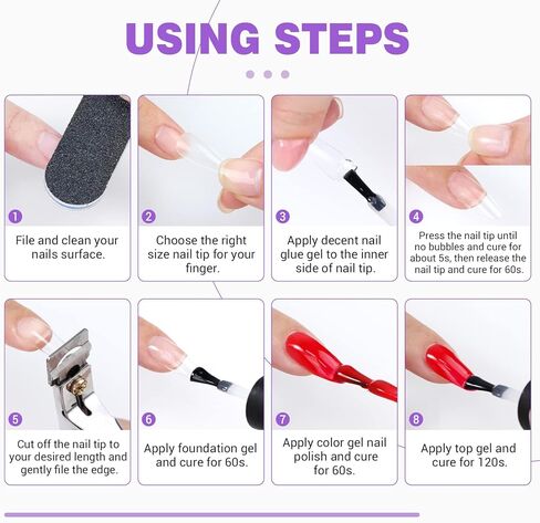 غراء أظافر جل من سافيلاند مع مجموعة مصابيح أظافر صغيرة، جل غراء أظافر 4 في 1 على شكل حرف U 15 مل لأطراف الأظافر وضوء U V محمول بقدرة 16 وات من أجل وصلات أظافر هلامية سهلة وسريعة المعالجة in Kuwait