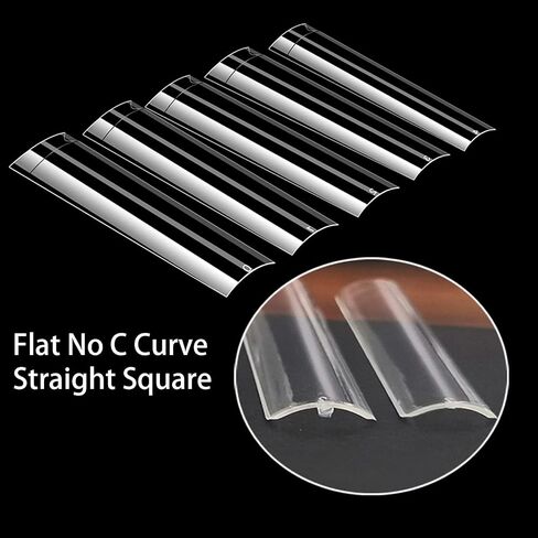 XXL No C Curve Straight Square Nail Tips for Acrylic Nails- WOWITIS 500 Pcs 2XL Extra Long Square Flat Fake Nail Tips Clear Half Cover French Nail Tips Square Acrylic Nail Tips for Women Girl with Bag in Saudi Arabia