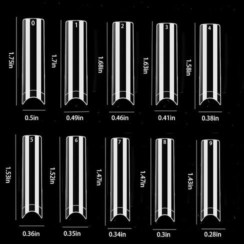 XXL No C Curve Straight Square Nail Tips for Acrylic Nails- WOWITIS 500 Pcs 2XL Extra Long Square Flat Fake Nail Tips Clear Half Cover French Nail Tips Square Acrylic Nail Tips for Women Girl with Bag in Saudi Arabia