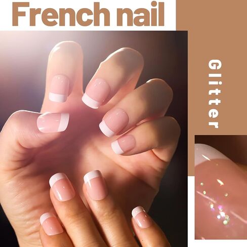 Teenitor Short Press on Nails, 312pcs French Nail Manicure Kit, False Nails with Design, French Tip Nails Extra Short Square Nails Press ons in Saudi Arabia