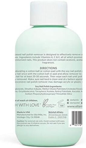 ella+mila Jojoba Nail Polish Remover Non-Acetone Non-Toxic Fingernail Polish Remover - Enriched With Jojoba oil & Vitamins (4 fl oz) in Saudi Arabia