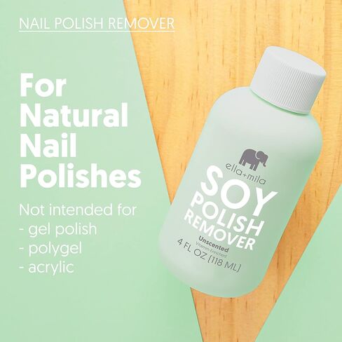 ella+mila Jojoba Nail Polish Remover Non-Acetone Non-Toxic Fingernail Polish Remover - Enriched With Jojoba oil & Vitamins (4 fl oz) in Saudi Arabia