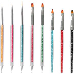 OWill Nail Art Brushes Function Nail Brush for Dotting Drawing Painting Tools Liner Design Nail Art with Glitter Handle Nail Polish Brushes in Kuwait