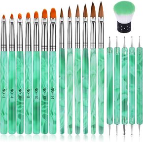 TOROKOM 19Pcs Acrylic Nail Brush Set, Nail Brushes for Nail Art Pen Nail Art Tools for Acrylic Application incl 7Pcs Gel Nail Polish Brush,6Pcs Nail Design Brush,5Pcs Dotting Pen,1Pc Nail Dust Brush in Kuwait