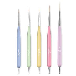 تيوال فرش مزدوجة الاطراف، 5 قطع من ادوات طلاء الاظافر بما في ذلك فرش تحديد الاظافر الدقيقة واقلام تنقيط الاظافر in Kuwait