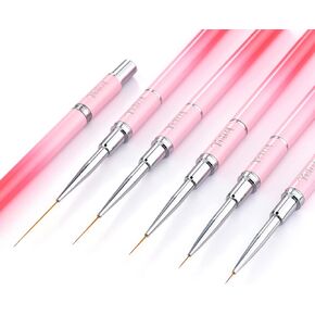 Yasterd Nail Art Liner Brushes, UV Nail Gel Polish Painting Nail Art Design Brush Pen Set for Long Lines, Short Strokes, Details, Blending, Elongated Lines Sizes 5/7/9/11/20/25mm Crystal Handle 6Pcs in Saudi Arabia