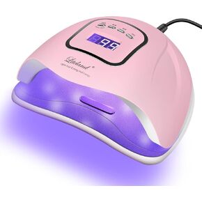 UV Gel Nail Lamp,150W UV Nail Dryer LED Light for Gel Polish-4 Timers Professional Nail Art Accessories,Curing Gel Toe Nails (Pink)