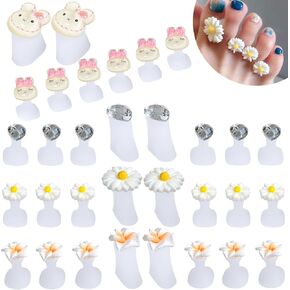 Toe Separators for Nail Polish, 4 Set Toe Spacers for Feet Apply Nail Polish During Pedicure (White Chamomile, Purple Chamomile, Water Drops, Pearls)