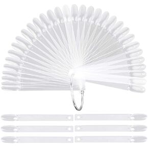 200 Pcs False Nail Art Tips Display, Natural Nail Sample Stick with Metal Split Ring Holder