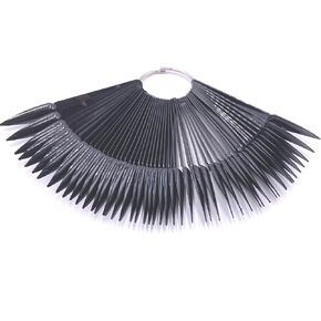 2 Sets 100 Tips Fan Shape Plastic Nail Art Tips Display Polish Board Display Practice Sticks with Metal Split Ring Holder (Black Color) in Kuwait