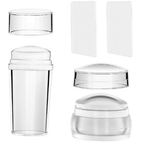 2 Set Double Sided Nail Art Stamper Clear Silicone Nails Stamping Jelly with Scraper DIY Manicure Nail Art Tool