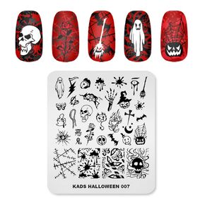 KADS Nail Template Halloween Horrifying Pattern Pumpkin Lantern Skull Ghost Blood Bat Spider (HA007) in Kuwait