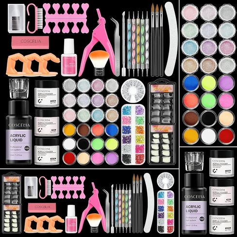 Acrylic Nail Kit for Beginners with Everything Nails Kit Acrylic Set Professional Acrylic Powder and Liquid Set Nail Rhinestones Glitter Powder Decorations Tools Nail Kit Gifts for Women DIY Salon in Saudi Arabia