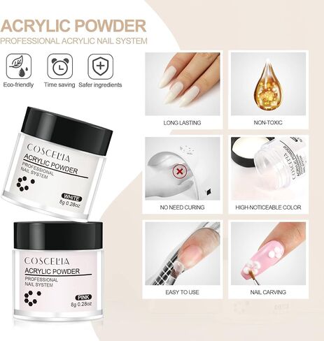 Acrylic Nail Kit for Beginners with Everything Nails Kit Acrylic Set Professional Acrylic Powder and Liquid Set Nail Rhinestones Glitter Powder Decorations Tools Nail Kit Gifts for Women DIY Salon in Saudi Arabia