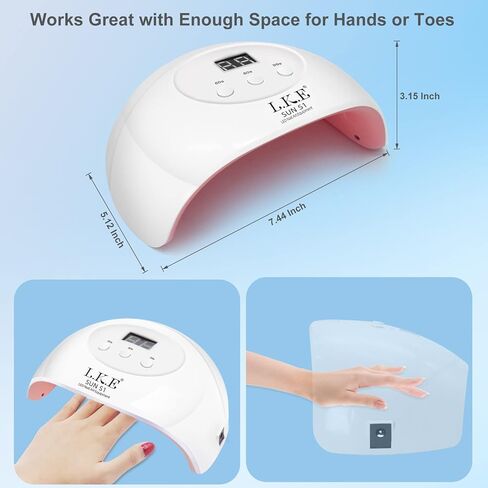 ال كيه اي مصباح اظافر LED بالاشعة فوق البنفسجية للاظافر الجل مع مجموعة طلاء جل علوي، 72 واط مجفف اظافر جل احترافي للعناية بالاظافر ومستشعر تلقائي ادوات مانيكير جل هدايا للنساء (ابيض) in Kuwait