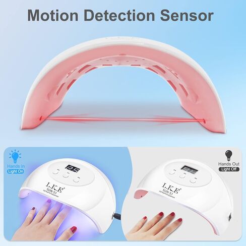 ال كيه اي مصباح اظافر LED بالاشعة فوق البنفسجية للاظافر الجل مع مجموعة طلاء جل علوي، 72 واط مجفف اظافر جل احترافي للعناية بالاظافر ومستشعر تلقائي ادوات مانيكير جل هدايا للنساء (ابيض) in Kuwait