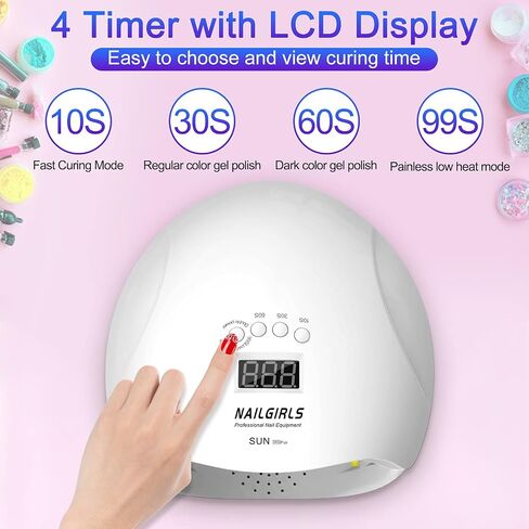 UV LED Nail Lamp, NAILGIRLS 150W Nail Dryer for Gel Nail Polish 4 Timer Setting with Automatic Sensor, UV Nail Light Curing Lamp for Home, Salon in Kuwait