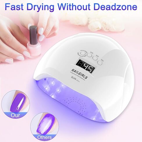 UV LED Nail Lamp, NAILGIRLS 150W Nail Dryer for Gel Nail Polish 4 Timer Setting with Automatic Sensor, UV Nail Light Curing Lamp for Home, Salon in Kuwait