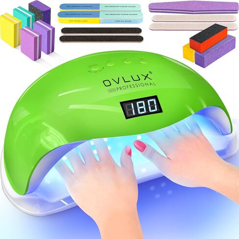 OVLUX Pro 180W UV LED Nail Lamp - Dual-Use Gel Polish Dryer with 57 Precision Bulbs, 4 Adaptive Timers, Auto-Sensor - All-in-One Mani-Pedi Solution for Salon & Home - Pink (Blushing Bride) in Saudi Arabia
