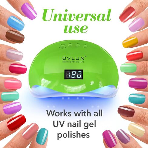 OVLUX Pro 180W UV LED Nail Lamp - Dual-Use Gel Polish Dryer with 57 Precision Bulbs, 4 Adaptive Timers, Auto-Sensor - All-in-One Mani-Pedi Solution for Salon & Home - Pink (Blushing Bride) in Saudi Arabia