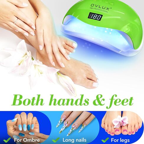OVLUX Pro 180W UV LED Nail Lamp - Dual-Use Gel Polish Dryer with 57 Precision Bulbs, 4 Adaptive Timers, Auto-Sensor - All-in-One Mani-Pedi Solution for Salon & Home - Pink (Blushing Bride) in Saudi Arabia