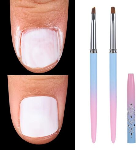 gootrades Nail Art Clean Up Brushes,Nail Brushes for Cleaning Polish Mistakes on the Cuticles, Acetone Resistant Nail Brush, Fingernail Cleaning Brushes for Nail Art and Designs (2 Pcs Round&Angled) in Kuwait