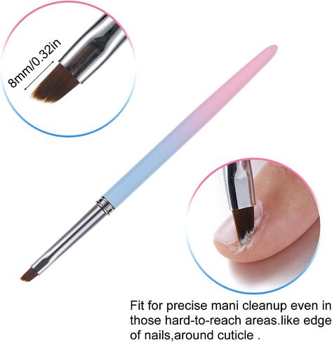 gootrades Nail Art Clean Up Brushes,Nail Brushes for Cleaning Polish Mistakes on the Cuticles, Acetone Resistant Nail Brush, Fingernail Cleaning Brushes for Nail Art and Designs (2 Pcs Round&Angled) in Kuwait