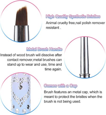 gootrades Nail Art Clean Up Brushes,Nail Brushes for Cleaning Polish Mistakes on the Cuticles, Acetone Resistant Nail Brush, Fingernail Cleaning Brushes for Nail Art and Designs (2 Pcs Round&Angled) in Kuwait