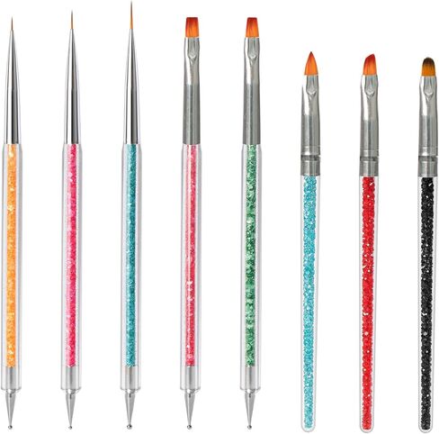 OWill Nail Art Brushes Function Nail Brush for Dotting Drawing Painting Tools Liner Design Nail Art with Glitter Handle Nail Polish Brushes in Kuwait