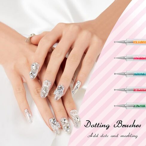 OWill Nail Art Brushes Function Nail Brush for Dotting Drawing Painting Tools Liner Design Nail Art with Glitter Handle Nail Polish Brushes in Kuwait