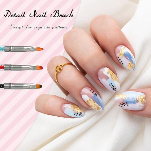 OWill Nail Art Brushes Function Nail Brush for Dotting Drawing Painting Tools Liner Design Nail Art with Glitter Handle Nail Polish Brushes in Kuwait