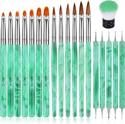 TOROKOM 19Pcs Acrylic Nail Brush Set, Nail Brushes for Nail Art Pen Nail Art Tools for Acrylic Application incl 7Pcs Gel Nail Polish Brush,6Pcs Nail Design Brush,5Pcs Dotting Pen,1Pc Nail Dust Brush in Kuwait