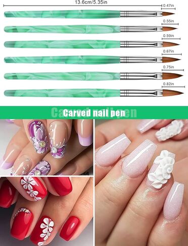 TOROKOM 19Pcs Acrylic Nail Brush Set, Nail Brushes for Nail Art Pen Nail Art Tools for Acrylic Application incl 7Pcs Gel Nail Polish Brush,6Pcs Nail Design Brush,5Pcs Dotting Pen,1Pc Nail Dust Brush in Kuwait