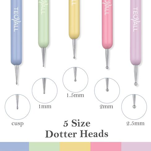 تيوال فرش مزدوجة الاطراف، 5 قطع من ادوات طلاء الاظافر بما في ذلك فرش تحديد الاظافر الدقيقة واقلام تنقيط الاظافر in Kuwait