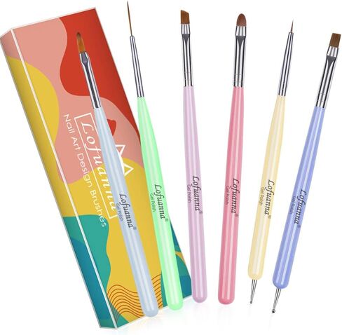 Lofuanna Nail Art Brushes Set Gel Nail Brush 7Pcs Poly Extension gel Brushes French Manicure Tools Nail Art Tips Builder Brushes Acrylic Painting Drawing Pen for Home and Professional Salon Use Sizes #2,4,6,8,10,12,14 in Saudi Arabia