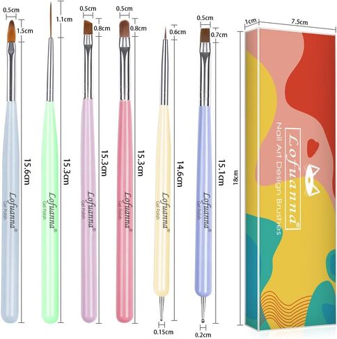 Lofuanna Nail Art Brushes Set Gel Nail Brush 7Pcs Poly Extension gel Brushes French Manicure Tools Nail Art Tips Builder Brushes Acrylic Painting Drawing Pen for Home and Professional Salon Use Sizes #2,4,6,8,10,12,14 in Saudi Arabia