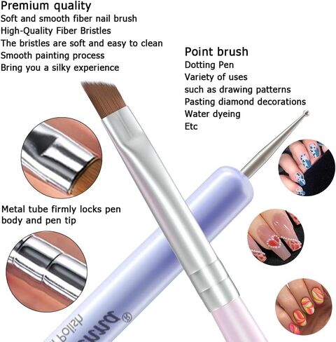 Lofuanna Nail Art Brushes Set Gel Nail Brush 7Pcs Poly Extension gel Brushes French Manicure Tools Nail Art Tips Builder Brushes Acrylic Painting Drawing Pen for Home and Professional Salon Use Sizes #2,4,6,8,10,12,14 in Saudi Arabia
