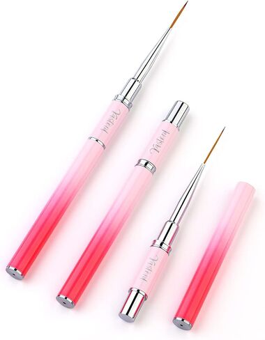 Yasterd Nail Art Liner Brushes, UV Nail Gel Polish Painting Nail Art Design Brush Pen Set for Long Lines, Short Strokes, Details, Blending, Elongated Lines Sizes 5/7/9/11/20/25mm Crystal Handle 6Pcs in Saudi Arabia