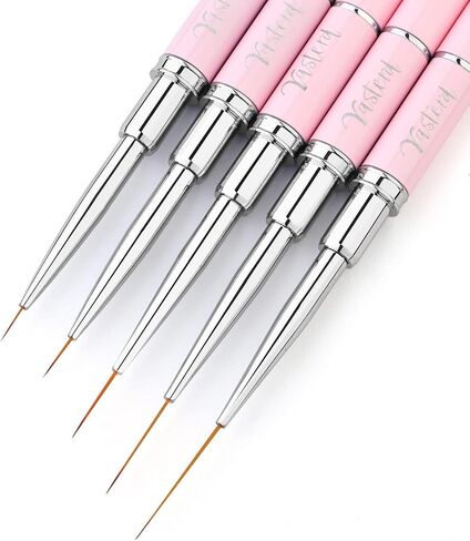 Yasterd Nail Art Liner Brushes, UV Nail Gel Polish Painting Nail Art Design Brush Pen Set for Long Lines, Short Strokes, Details, Blending, Elongated Lines Sizes 5/7/9/11/20/25mm Crystal Handle 6Pcs in Saudi Arabia