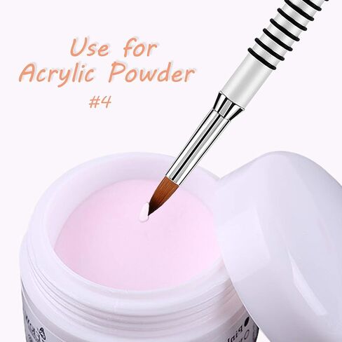 Accmor 3D Nail Art Brush for Acrylic Powder, Kolinsky Acrylic Nail Brush, Silver Metal with Non-Slip Handle (Size # 2) in Saudi Arabia